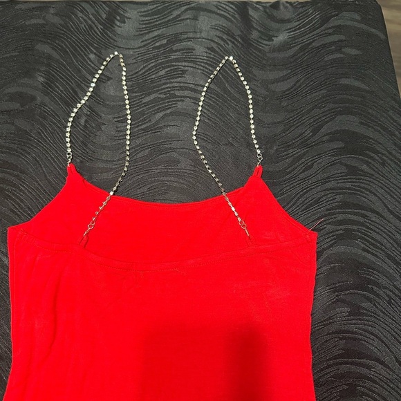 Red Strapless Ruched Mini Dress - Picture 4 of 6